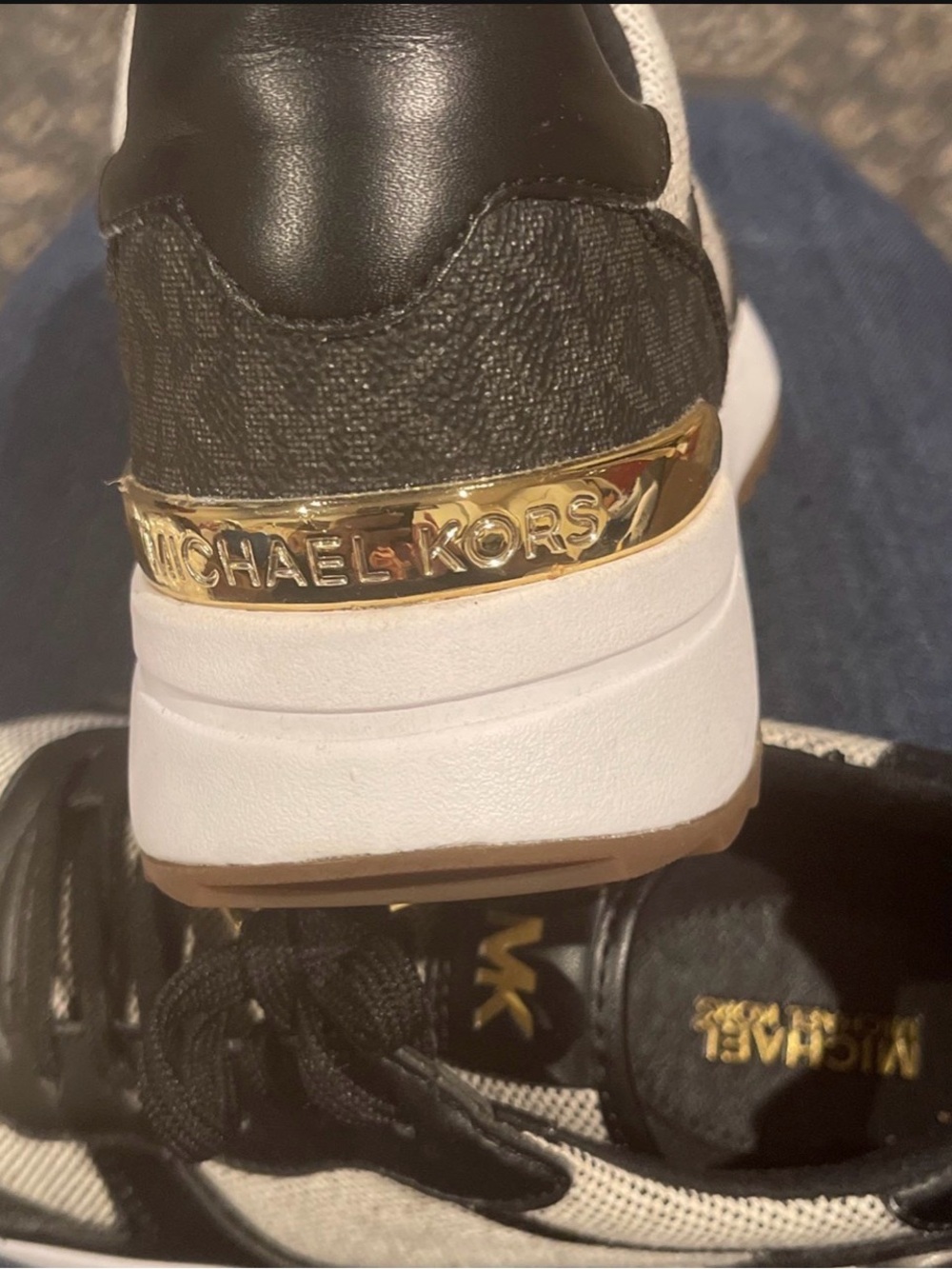 Michael Kors Black and White Logo Accent Sneakers